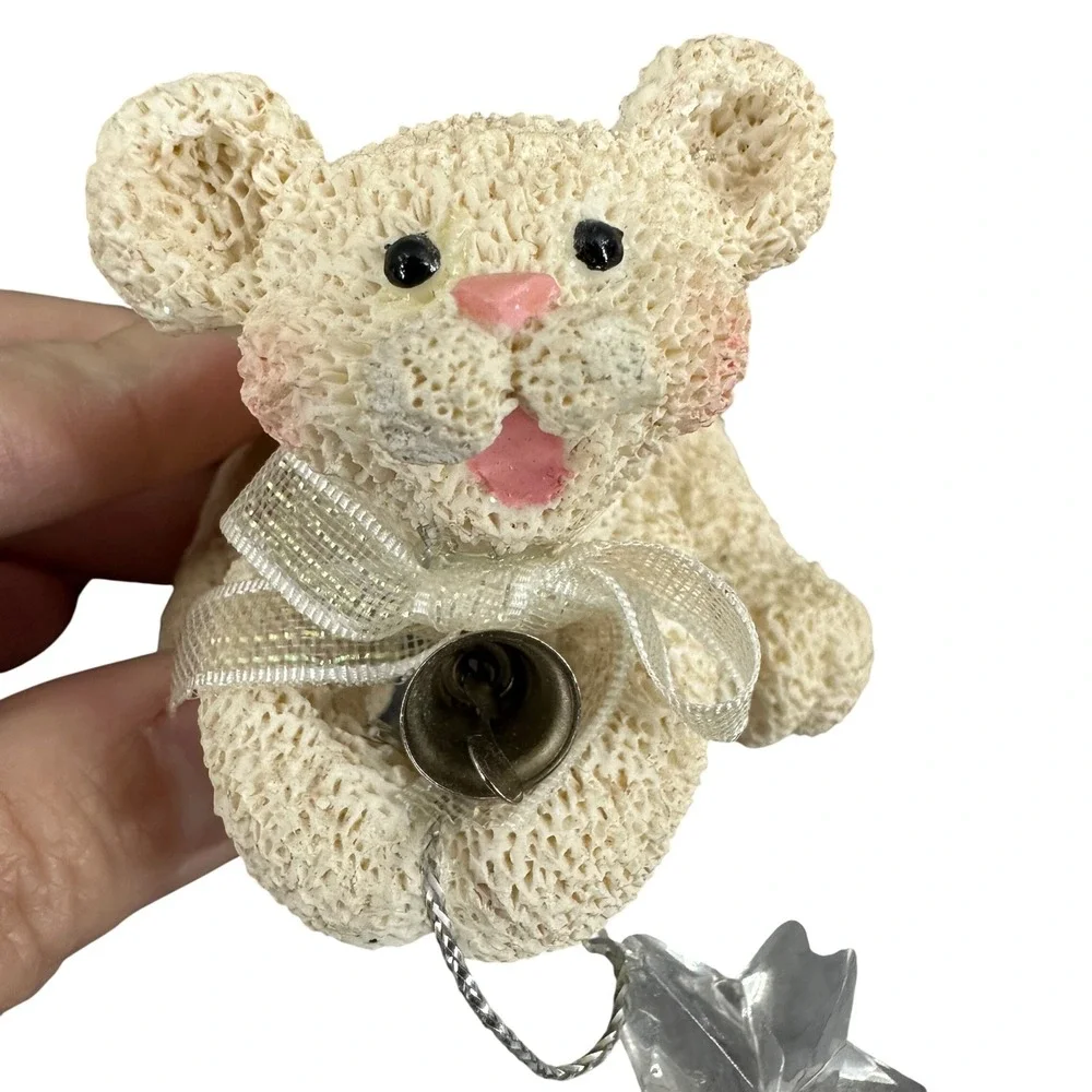 Vintage Kurt Adler Teddy Bear Figure Ornament with Bell and Star Charm Whimsical